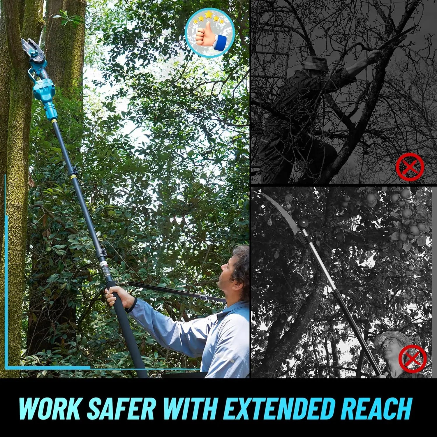 Seesii 2-In-1 Cordless Pole Saw And Mini Chainsaw - Safety First Gear 25