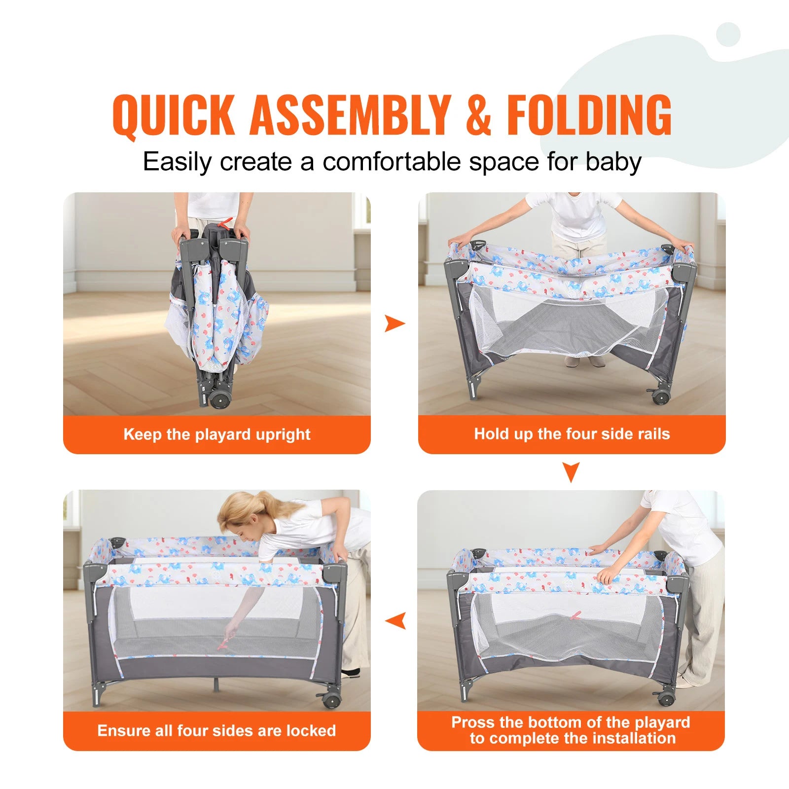 SucceBuy Baby Bassinet Bedside Sleeper With Storage Wheels - Safety First Gear 25