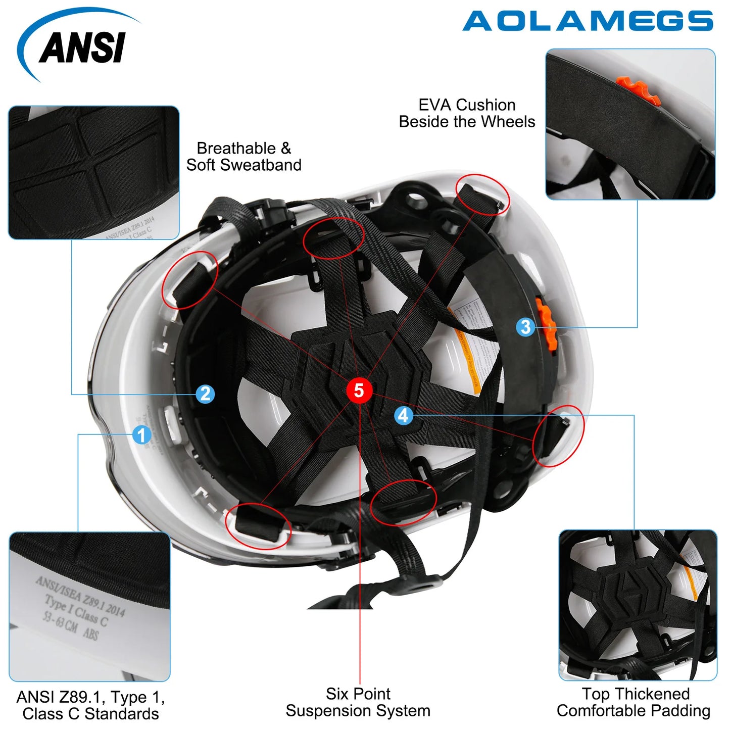 Aolamegs CE Safety Helmet With Goggles Reflective Stickers - Safety First Gear 25