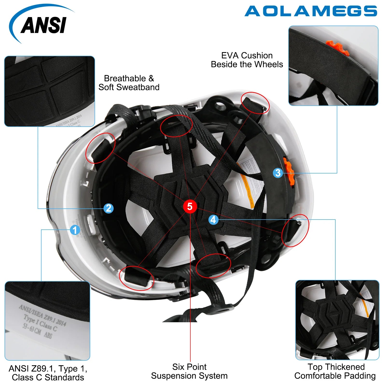 Aolamegs CE Safety Helmet With Goggles Reflective Stickers - Safety First Gear 25