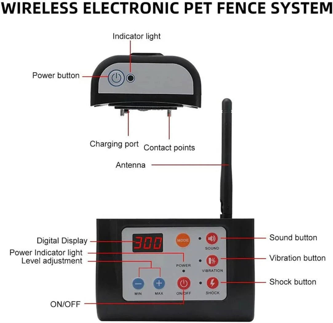 Wireless Dog Fence System With Training Collars Waterproof And Rechargeable