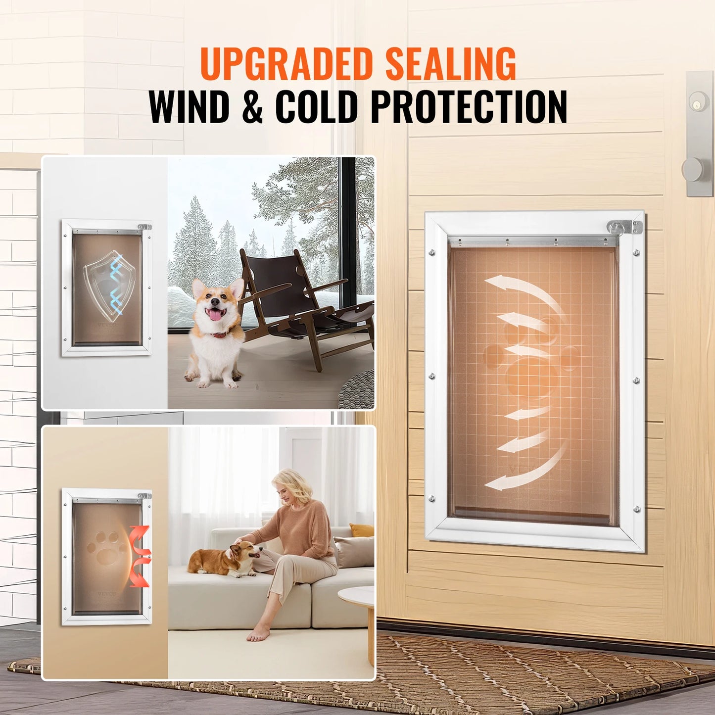 Dog Door Aluminum Frame Pet Door With Lock And Flap