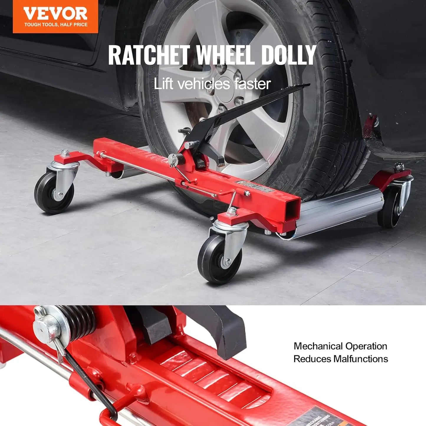 Heavy Duty Wheel Dolly 1500 LBS Capacity With Ratchet Pedal