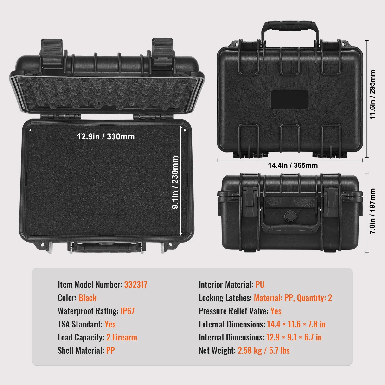 SucceBuy Pistol Guardian Hard Case With PreCut Foam Fits 1-6 Pistols - Safety First Gear 25