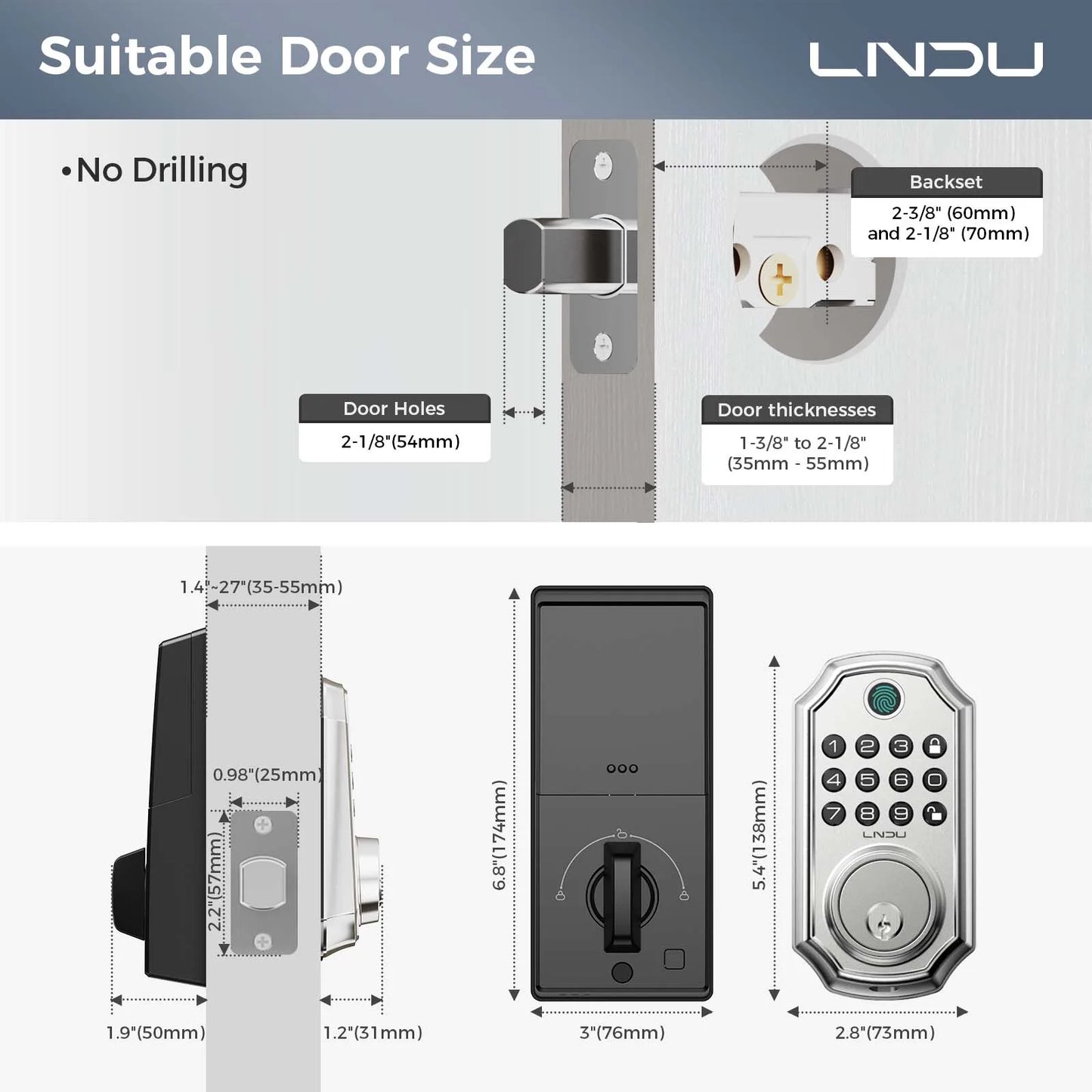 LNDU D280L Smart Door Lock With Fingerprint Keypad Pro - Safety First Gear 25