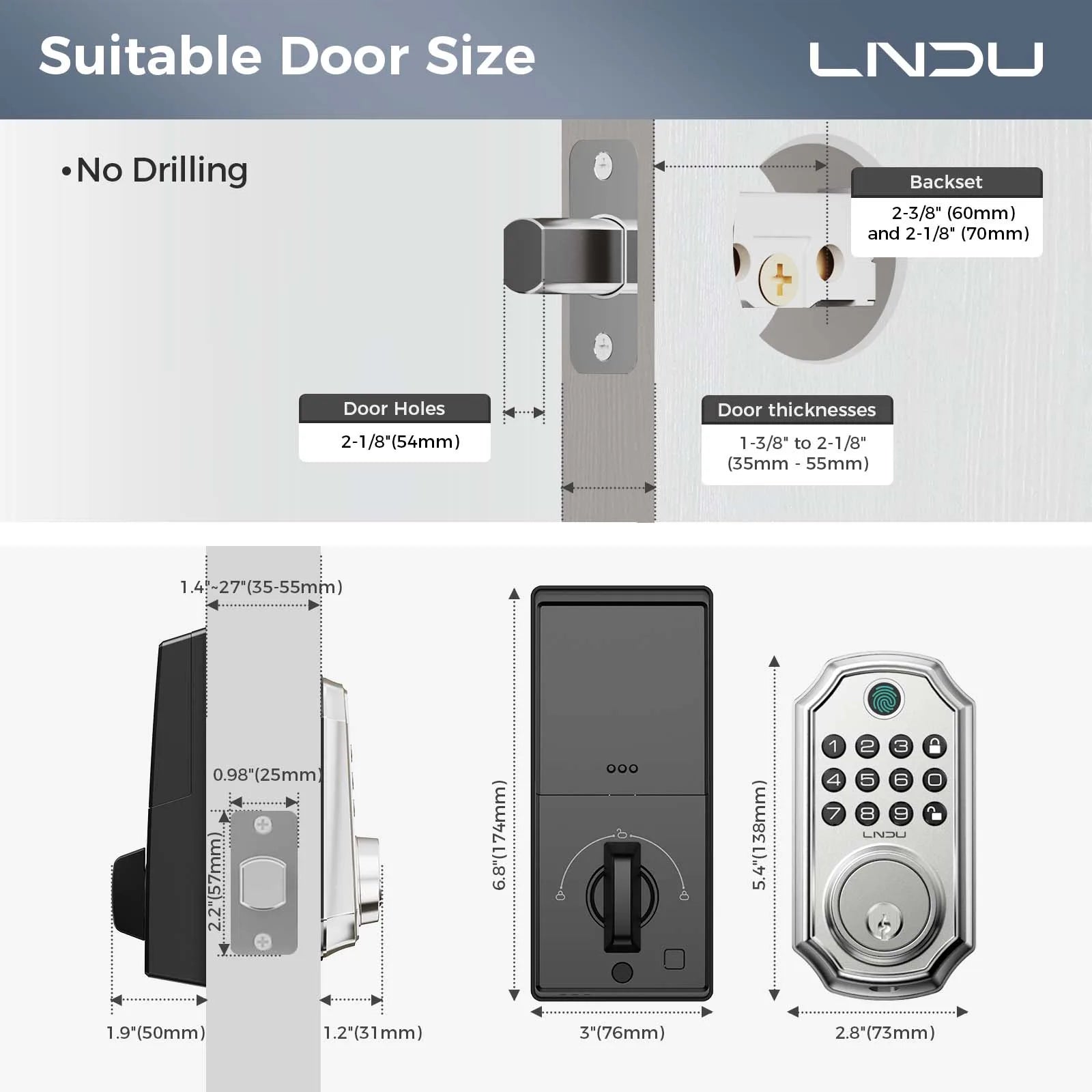 LNDU D280L Smart Door Lock With Fingerprint Keypad Pro - Safety First Gear 25