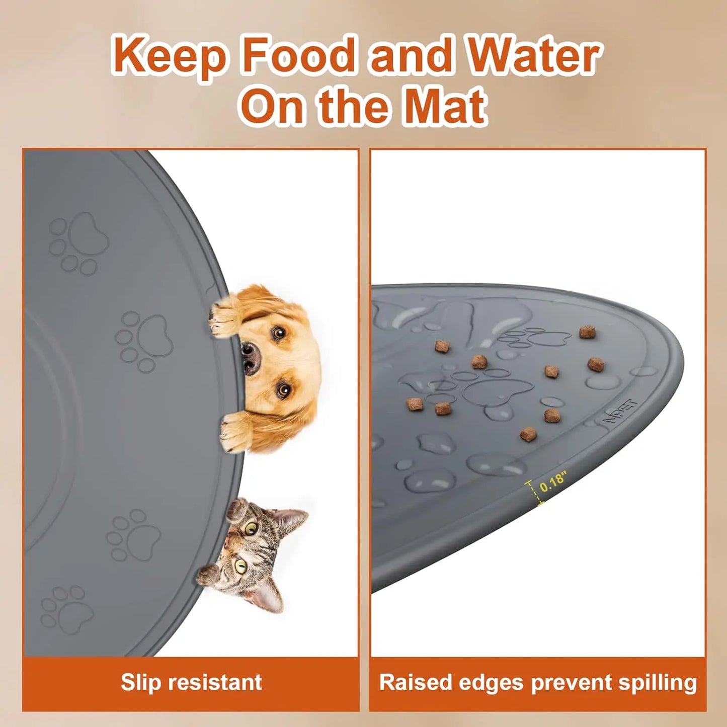 NPET Waterproof Silicone Dog Food Mat For DF10 Fountain - Safety First Gear 25