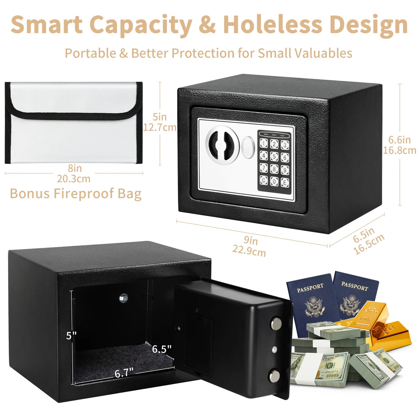 Digital Safe Box with Fireproof Money Bag for Home Security - Safety First Gear 25