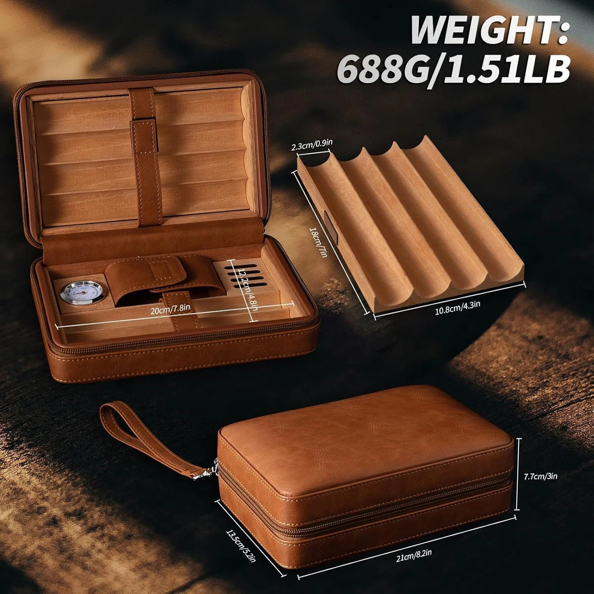 Leather Cigar Case With Humidifier For Fresh Storage - Safety First Gear 25
