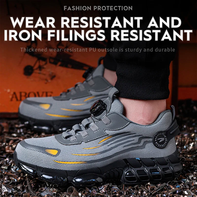 Mens Breathable Lacefree Safety Shoes Anti Puncture Toe Cap - Safety First Gear 25