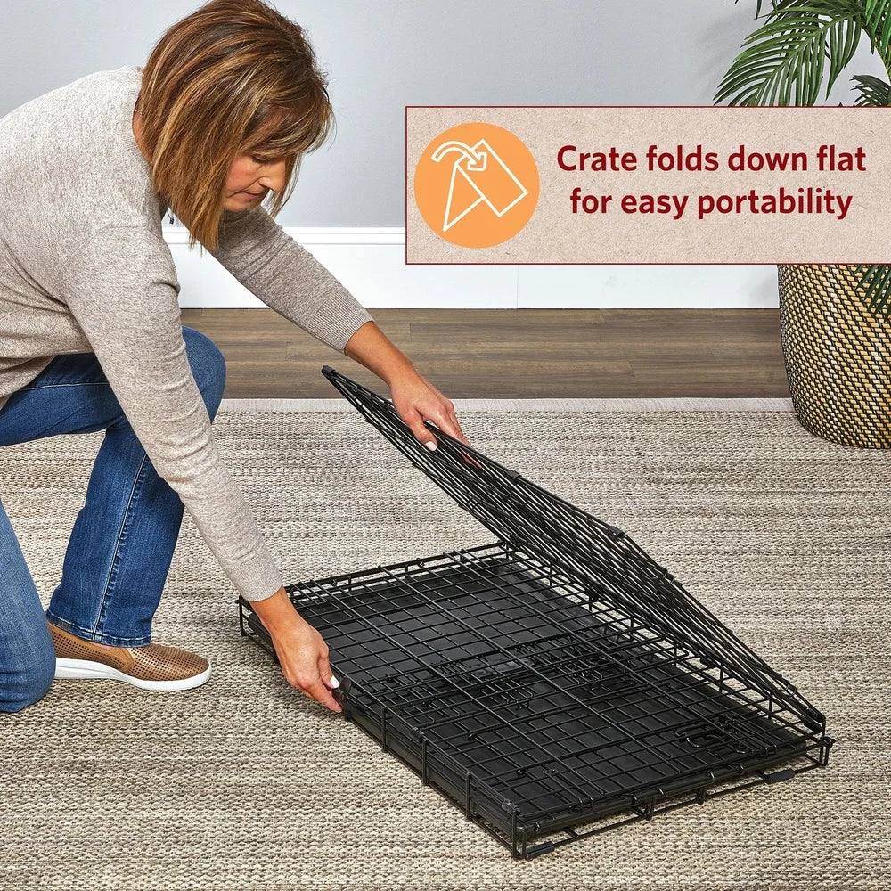 Heavy-Duty Double Door Folding Dog Crate with Divider Panel - Safety First Gear 25