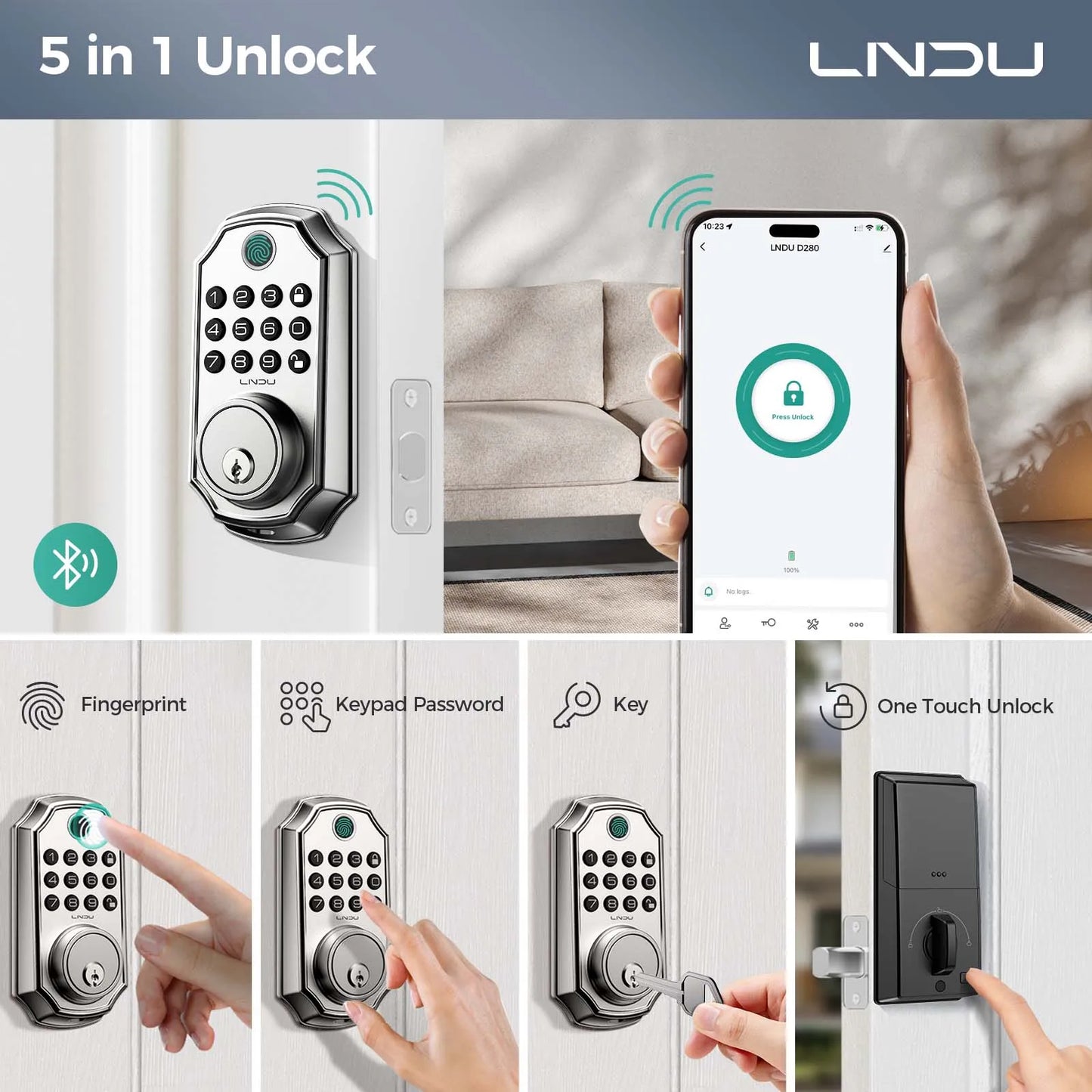 LNDU D280L Smart Door Lock With Fingerprint Keypad Pro - Safety First Gear 25