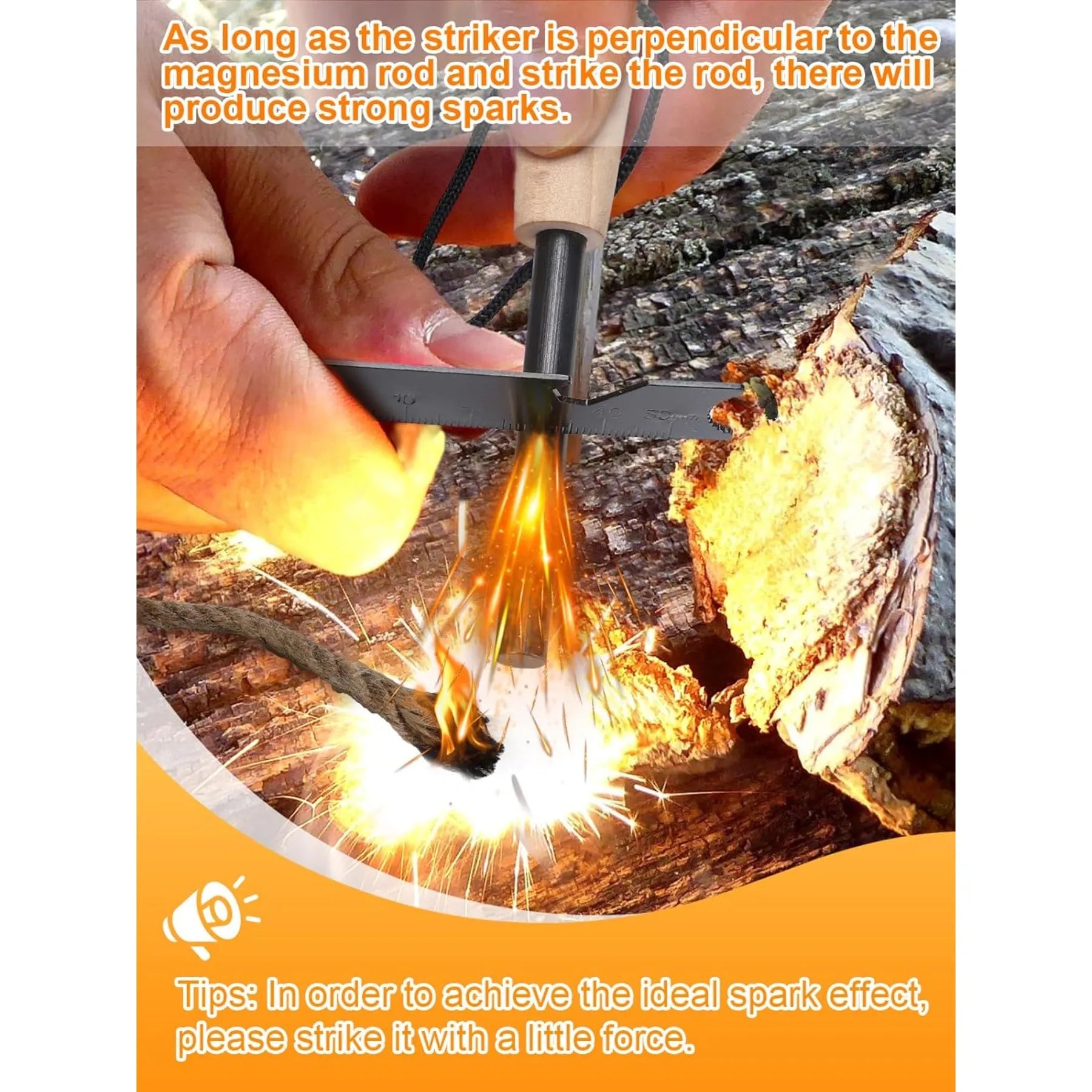 Hign-concerned Official Fire Starter Survival Kit With MagnesiumRod And BraidedHempRope - Safety First Gear 25