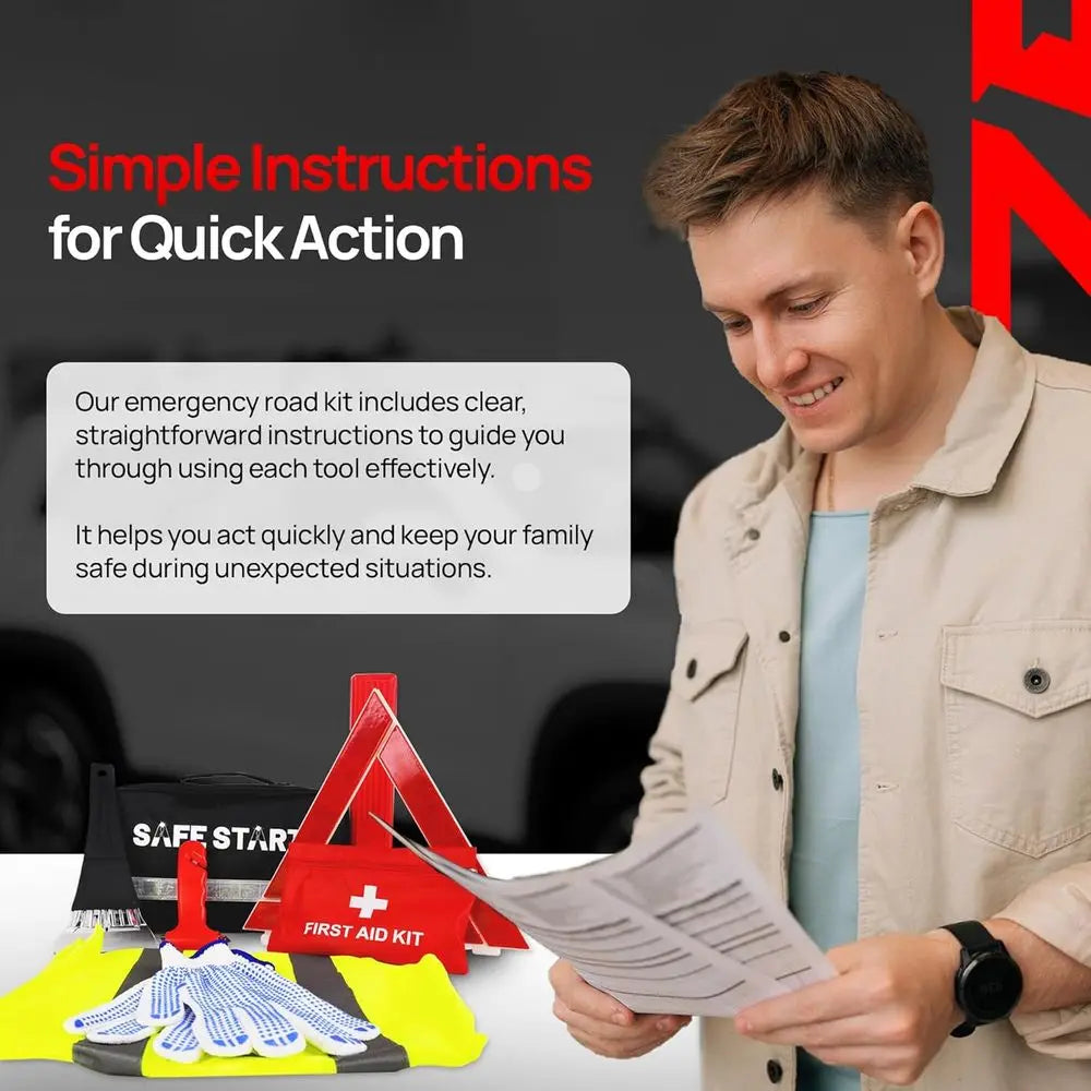 XMSJ Car Emergency Kit Roadside Safety Toolbox with First Aid