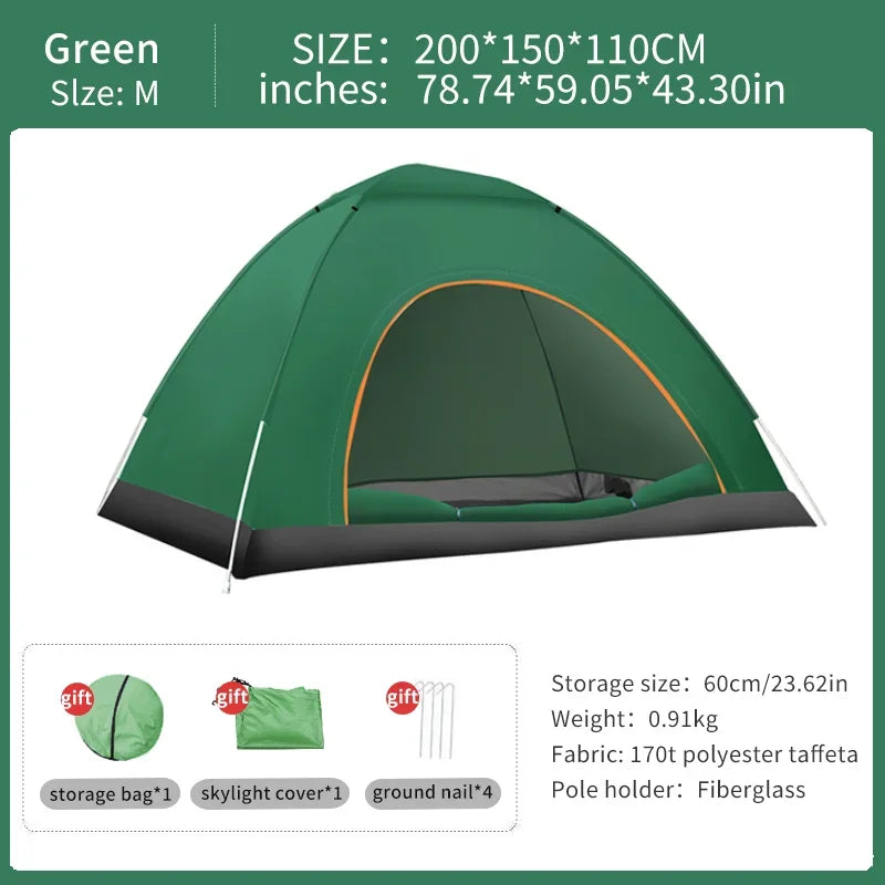 Two to Three Person Weatherproof Auto Open Pop Up Tent - Safety First Gear 25