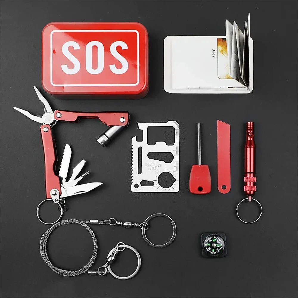 Hign-concerned SOS Emergency Fieldcraft Survival Toolkit Box For Outdoor Expeditions - Safety First Gear 25