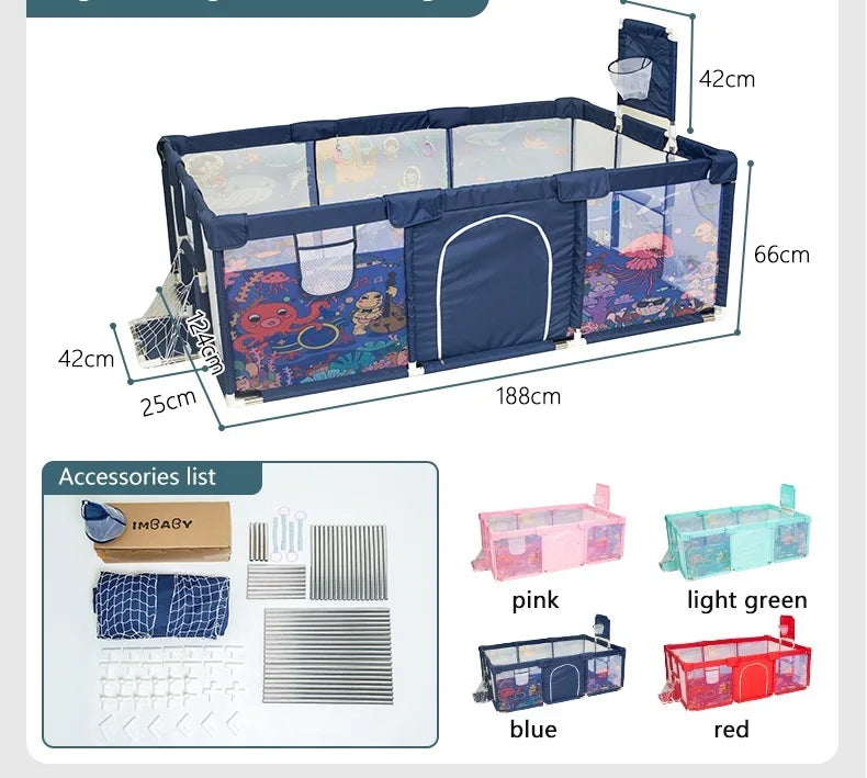 IMBABY Playpen With Basketball Fence For Children Safety