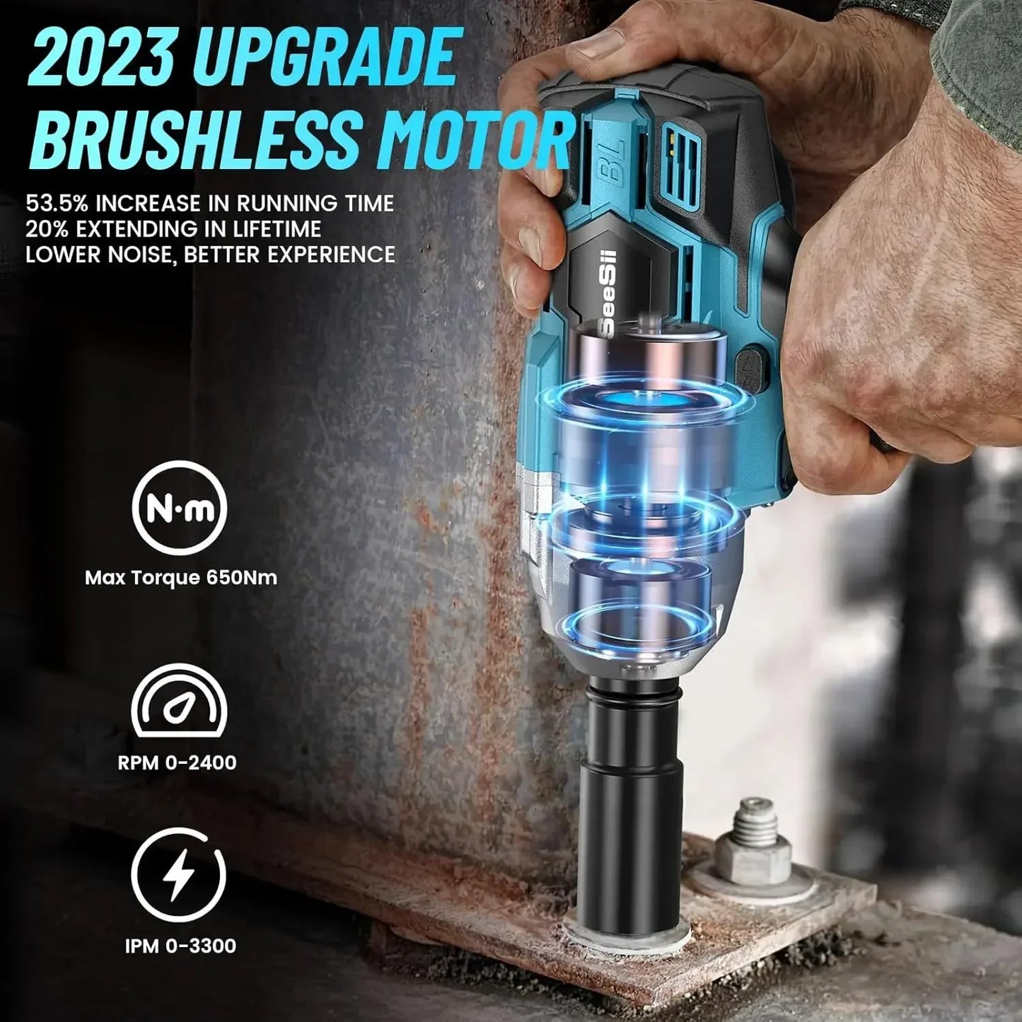 Seesii WH700 Brushless Cordless Impact Wrench 600Nm