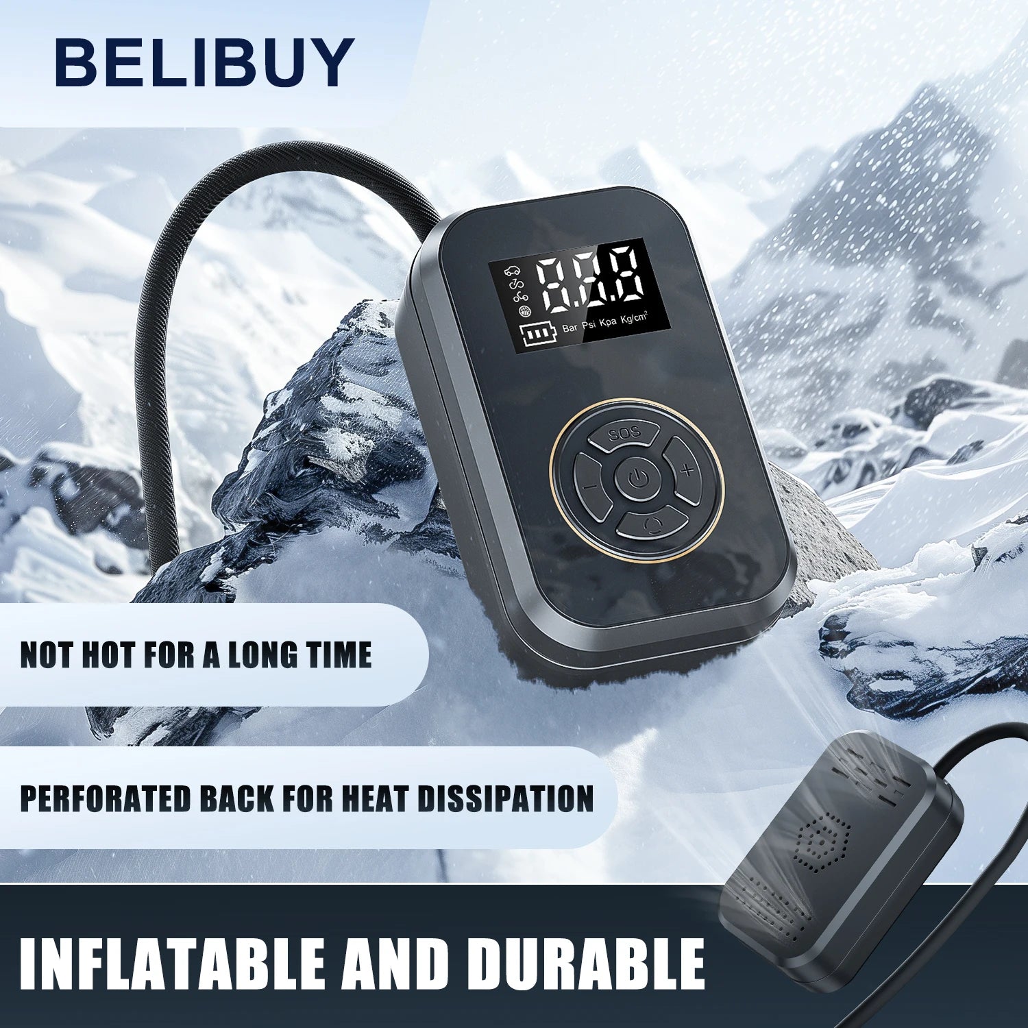 Belibuy Portable Tire Inflator With Digital Display Pump - Safety First Gear 25