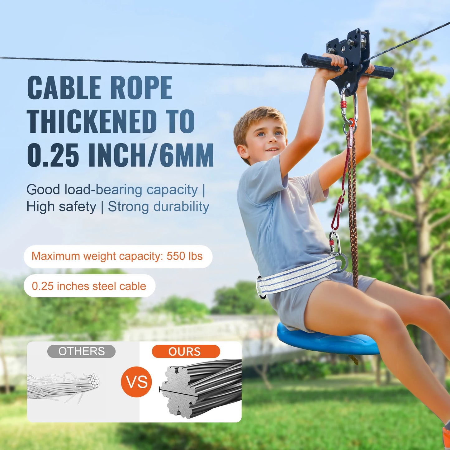 SucceBuy Zipline Kit for Backyard Outdoor Playground