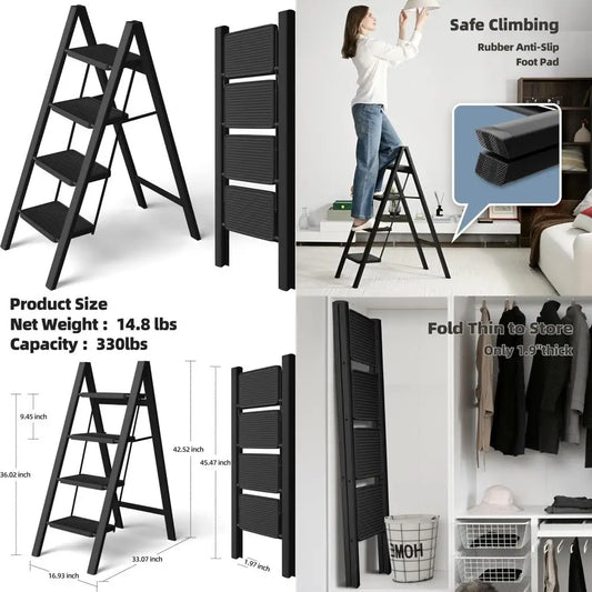 Portable Steel Folding Ladder With Anti Slip Treads