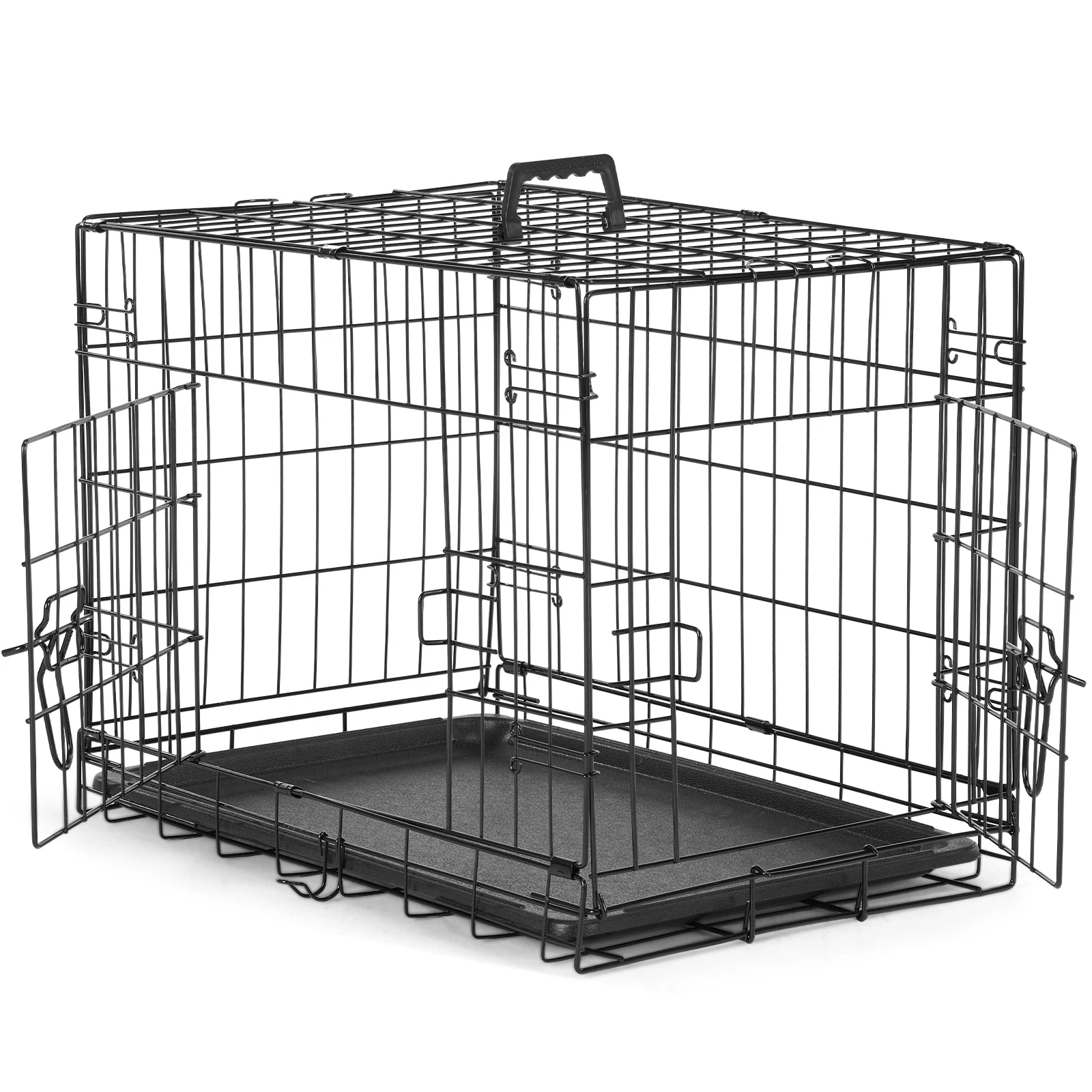Double Door Folding Metal Wire Dog Cage for Safe Travel - Safety First Gear 25