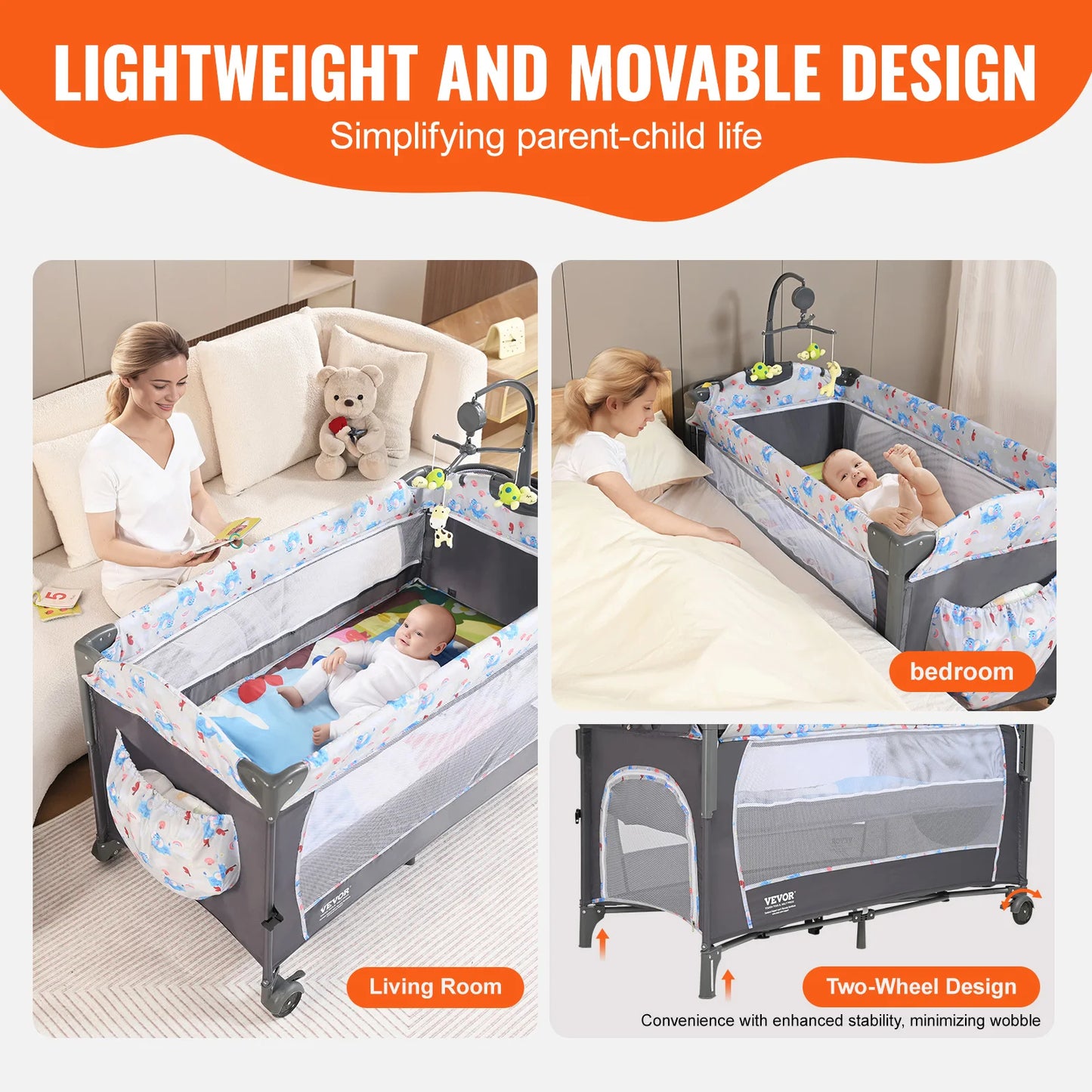 SucceBuy Baby Bassinet Bedside Sleeper With Storage Wheels - Safety First Gear 25
