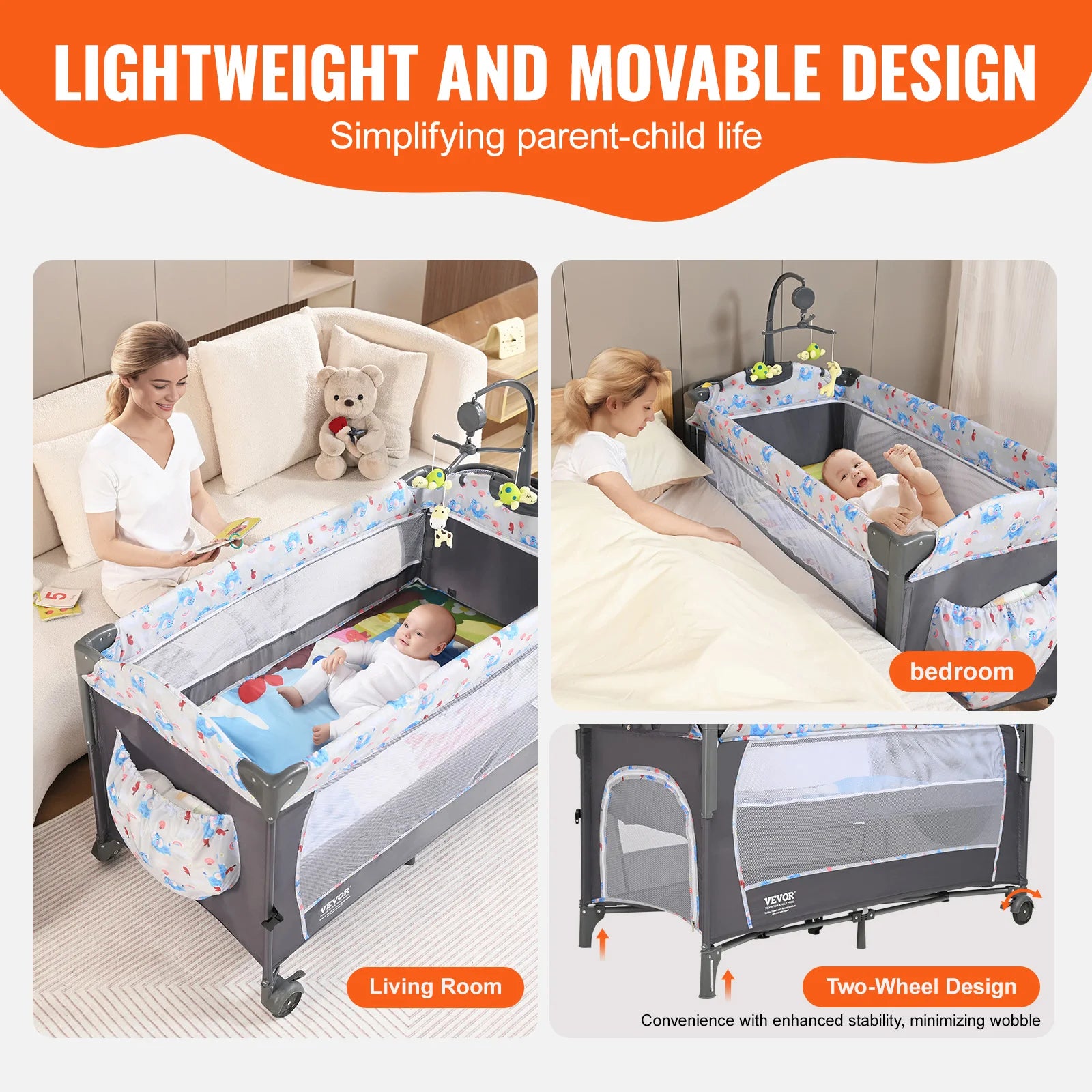 SucceBuy Baby Bassinet Bedside Sleeper With Storage Wheels - Safety First Gear 25