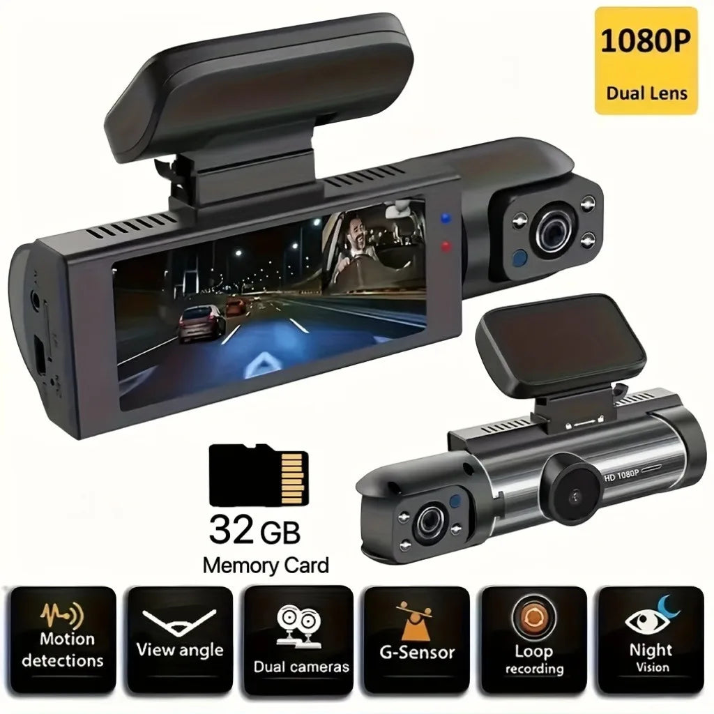 1080P Dual Camera Dash Cam with Night Vision and Loop Recording - Safety First Gear 25
