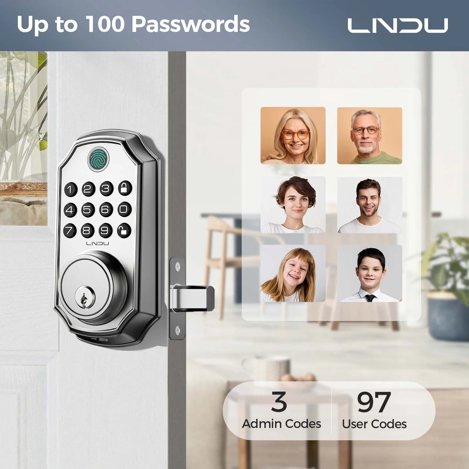 LNDU D280L Smart Door Lock With Fingerprint Keypad Pro - Safety First Gear 25