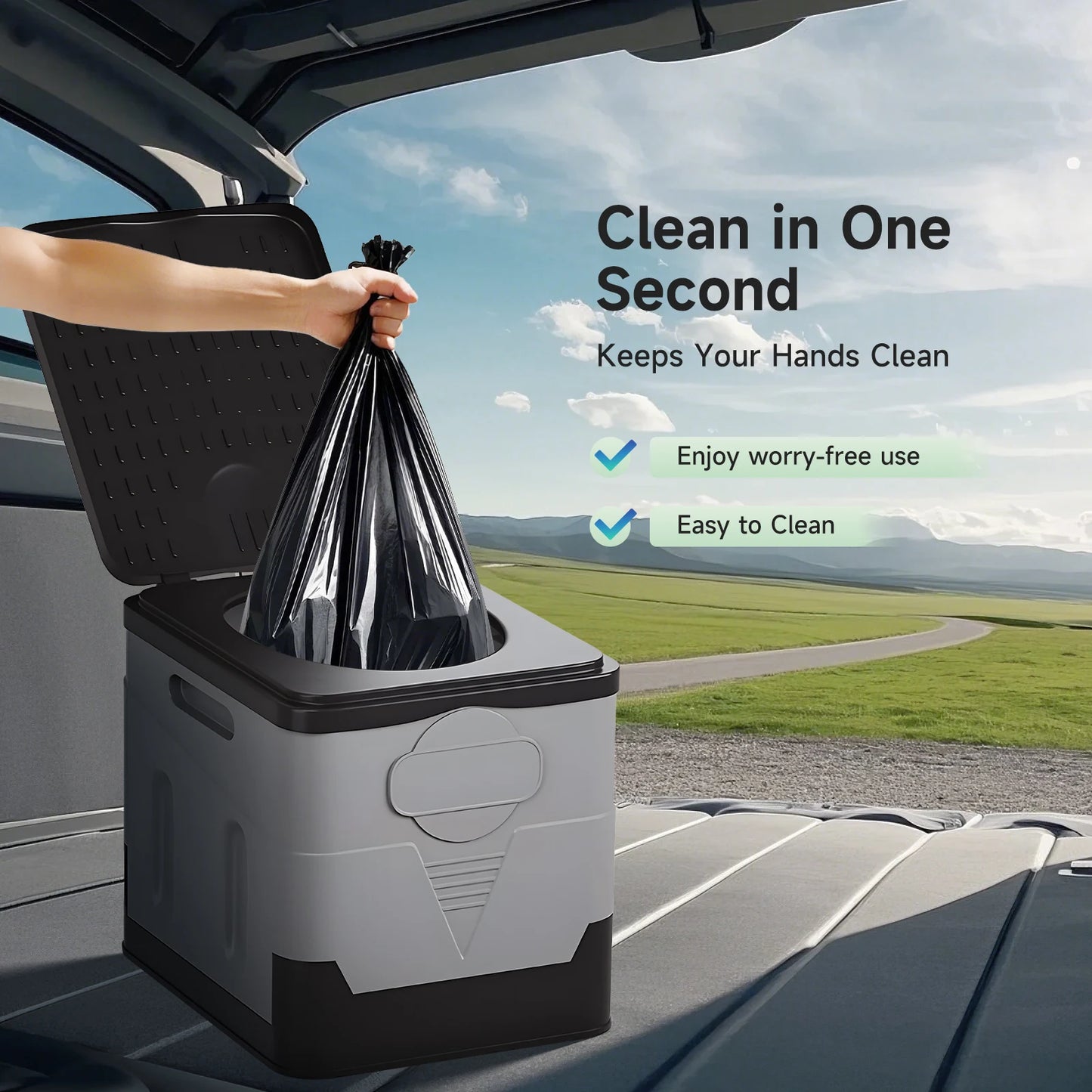 Portable Camping Toilet for Adults With Lid Paper Holder - Safety First Gear 25