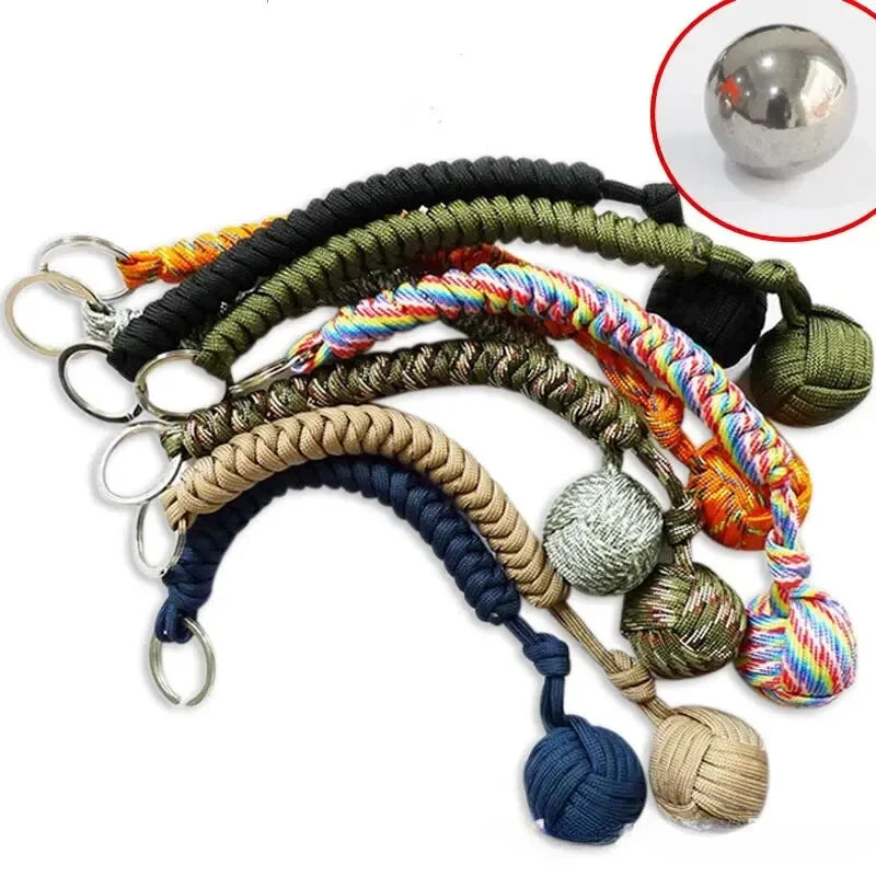 Monkey Fist Steel Ball Self Defense Lanyard Survival Key Chain - Safety First Gear 25