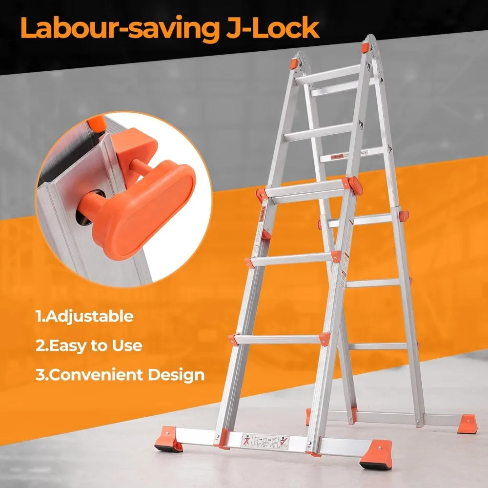 Aluminum Multi-Position Ladder With Stabilizer And Anti Slip Treads