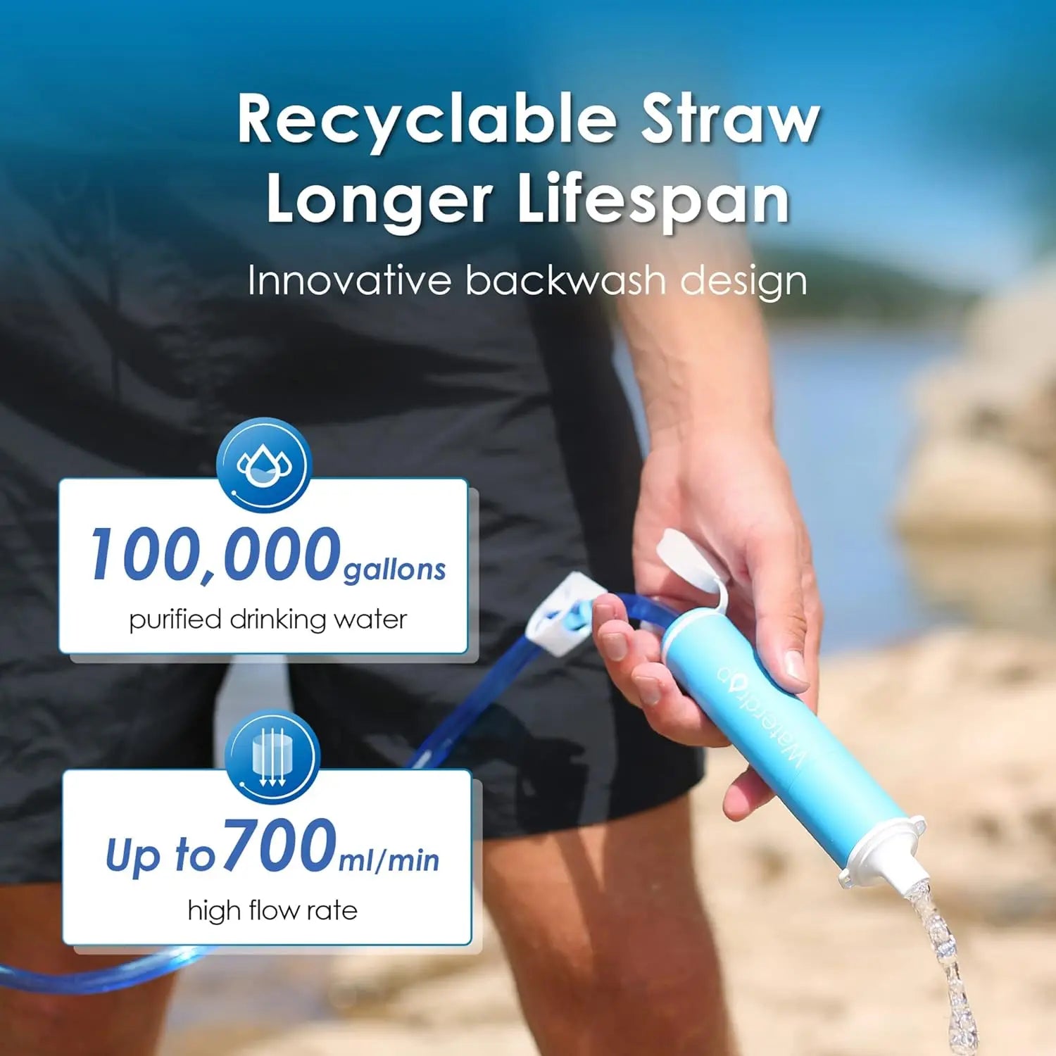 Waterdrop Gravity Water Filter Straw Camping Water Purifier - Safety First Gear 25