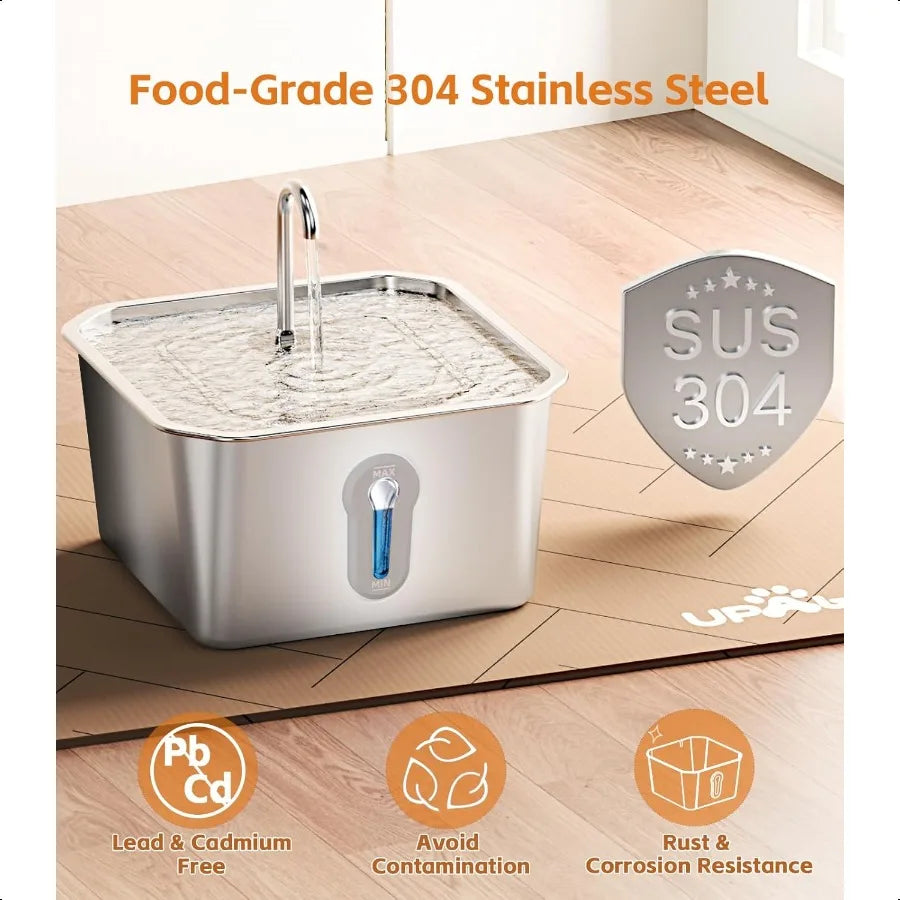 Hign-Concerned Stainless Steel Cat Water Fountain For Cats