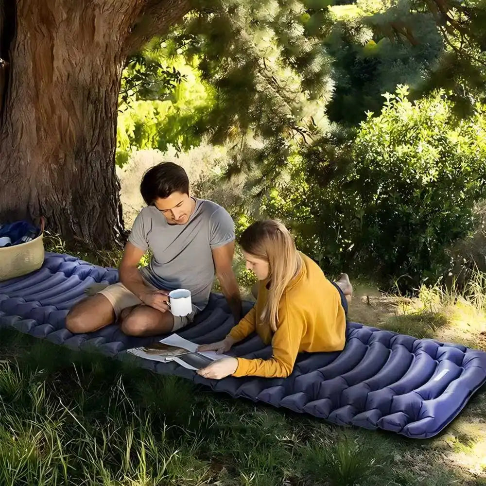 Super Thick Inflatable Sleeping Mat with Built-In Pillow for Camping - Safety First Gear 25