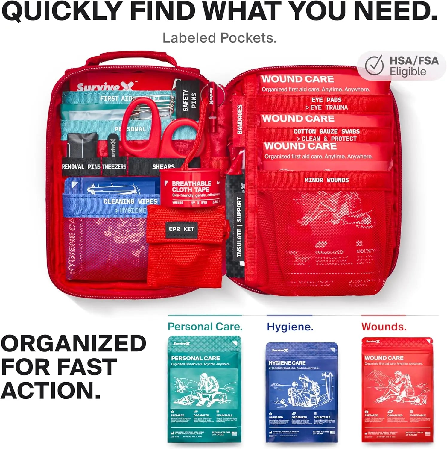 Portable Emergency First Aid Kit For Car Travel Outdoor Wound Strips - Safety First Gear 25