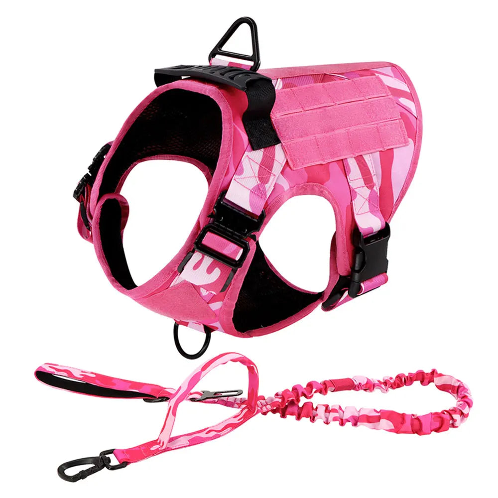 Military Pink Camouflage Dog Harness for Tactical Training - Safety First Gear 25