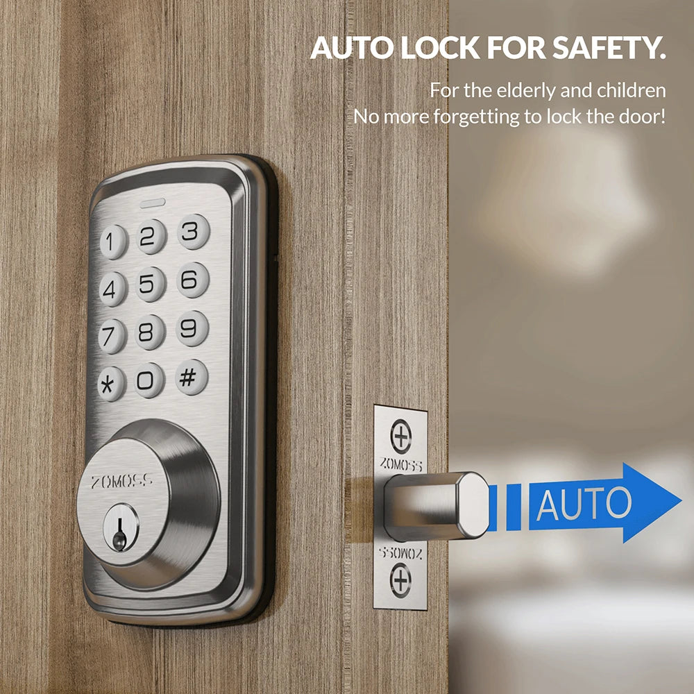 ZOMOSS Smart Keypad Door Lock With Anti-Peeking Password Features - Safety First Gear 25