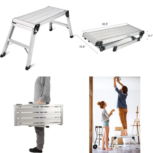 Heavy Duty Foldable Aluminum Step Ladder 330 Lb Capacity