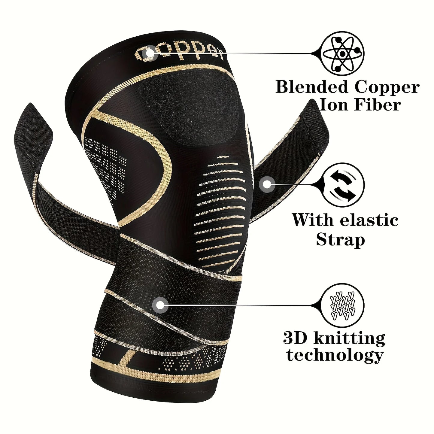 Craft Of Weaving Copper Knee Sleeves With Two Straps - Safety First Gear 25