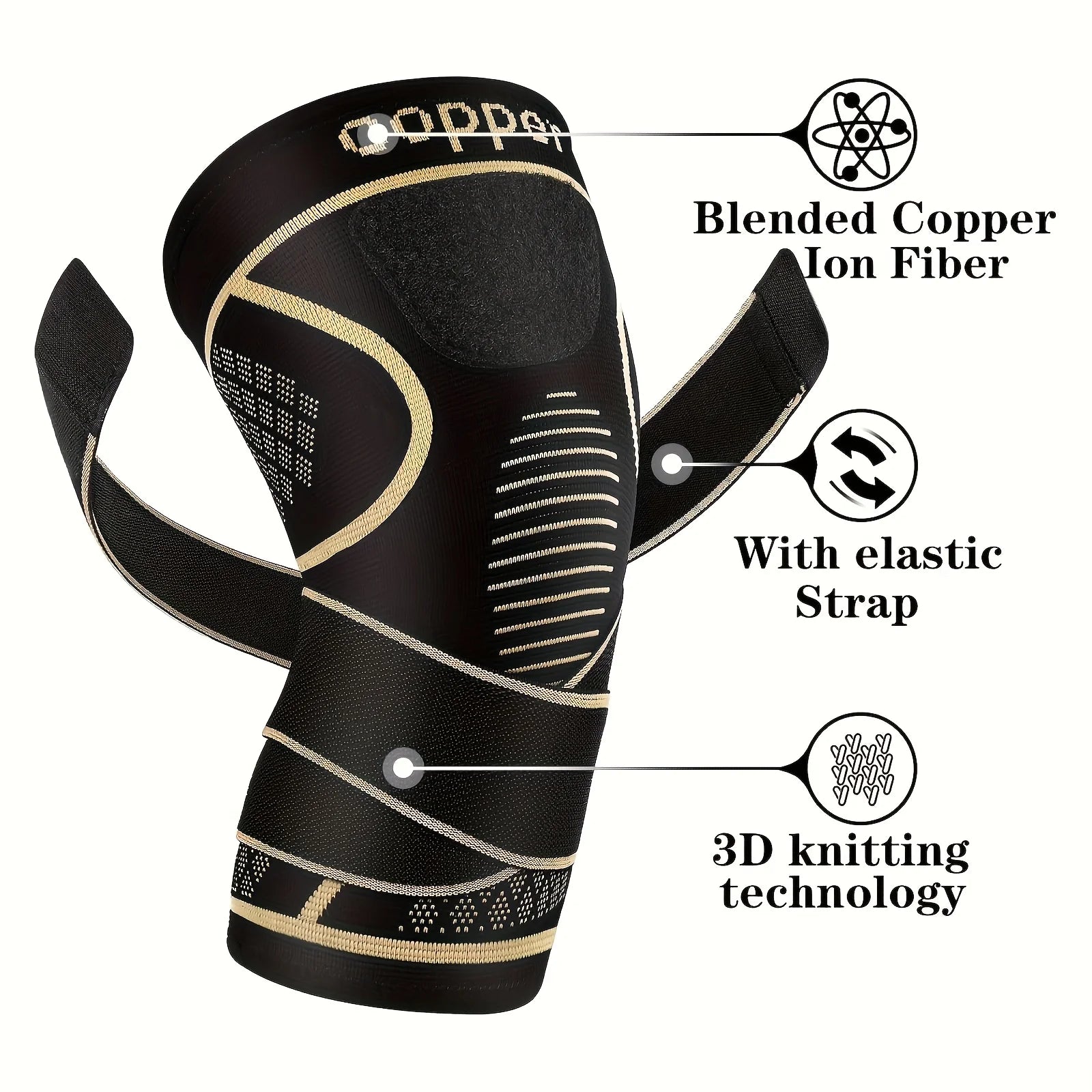 Craft Of Weaving Copper Knee Sleeves With Two Straps - Safety First Gear 25