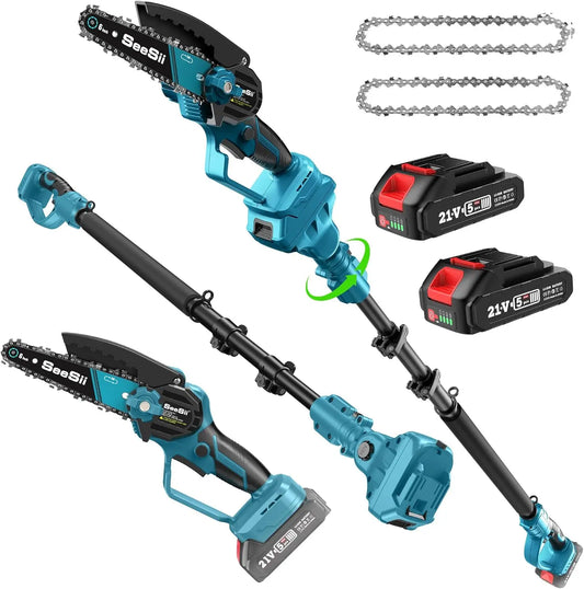 Seesii 2-In-1 Cordless Pole Saw And Mini Chainsaw - Safety First Gear 25