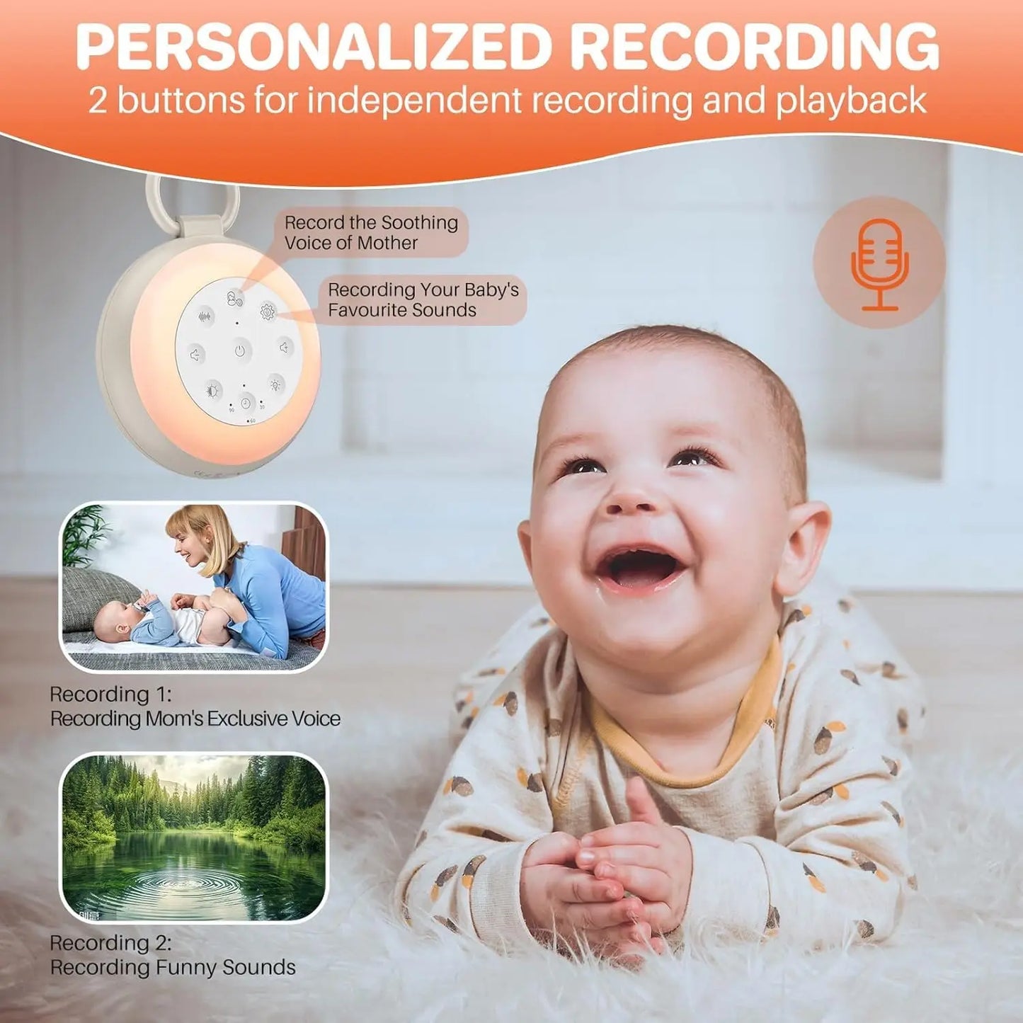 Travel White Noise Sound Machine 24 Sounds Night Light