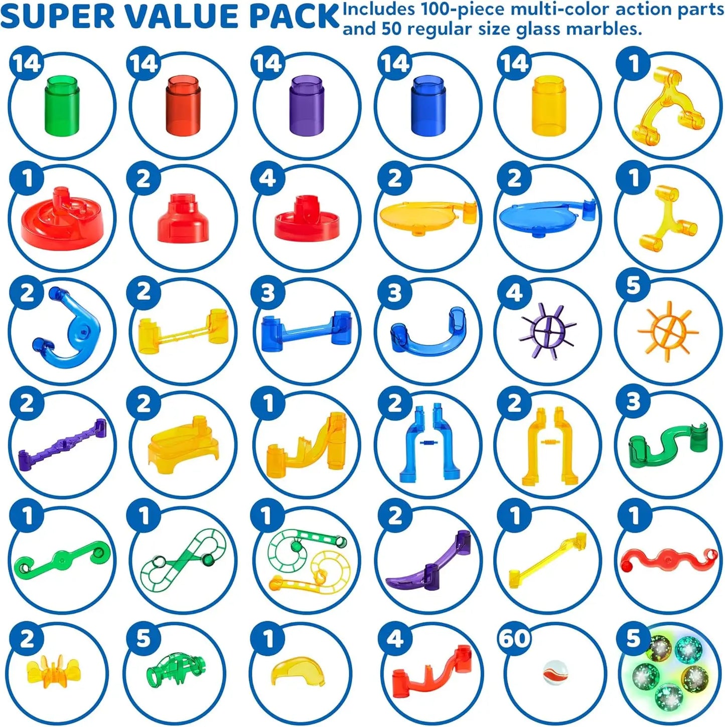 Joyfy 207 Piece Glowing Marble Run Set For Kids Toy