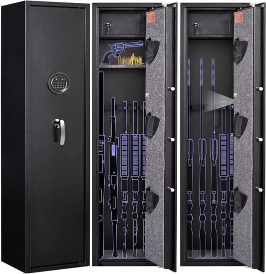 Digital Password Rifle Gun Safe Quick Access 5 Gun Cabinet - Safety First Gear 25