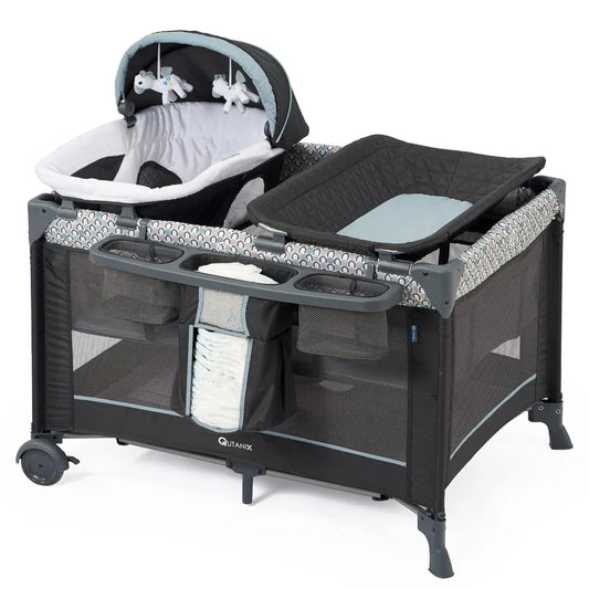 5 in 1 Pack and Play Folding Crib With Bassinets Napper - Safety First Gear 25