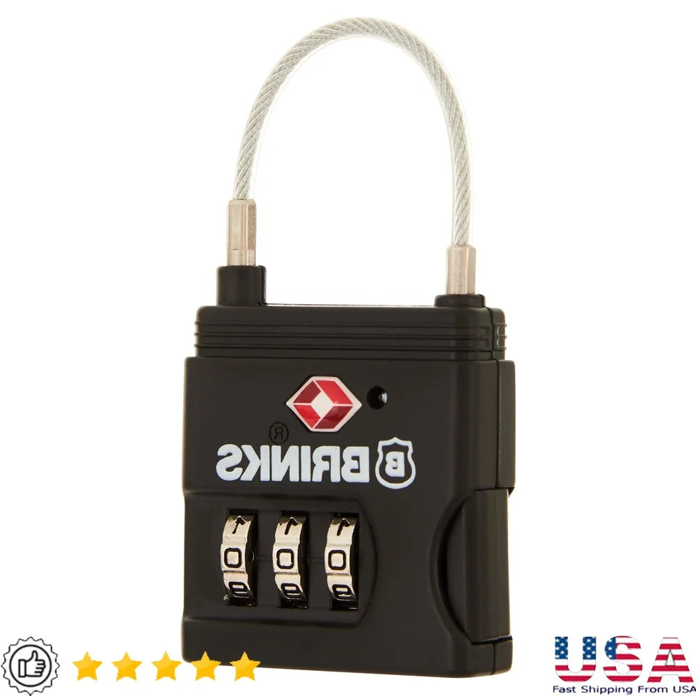 XMSJ TSAApproved LuggagePadlock With SecurityGradeBraidedSteelCable Travel Durable Lightweight - Safety First Gear 25