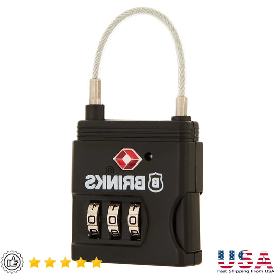 XMSJ TSAApproved LuggagePadlock With SecurityGradeBraidedSteelCable Travel Durable Lightweight - Safety First Gear 25