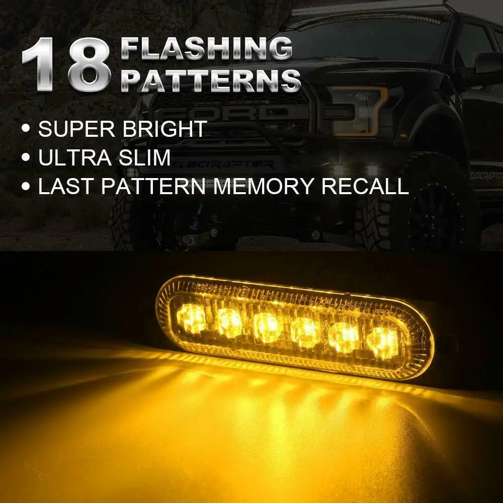 10PCS 6LED Strobe Warning Light for Car 12-24V Emergency Side Marker Light Truck Trailer Flashing Beacon Lamp